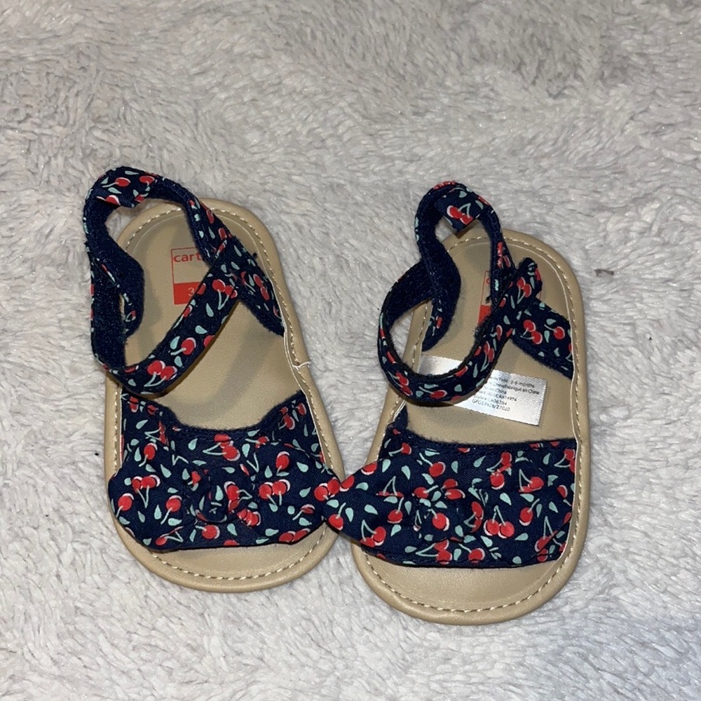 carters 3-6 month cherry print sandals 🍒